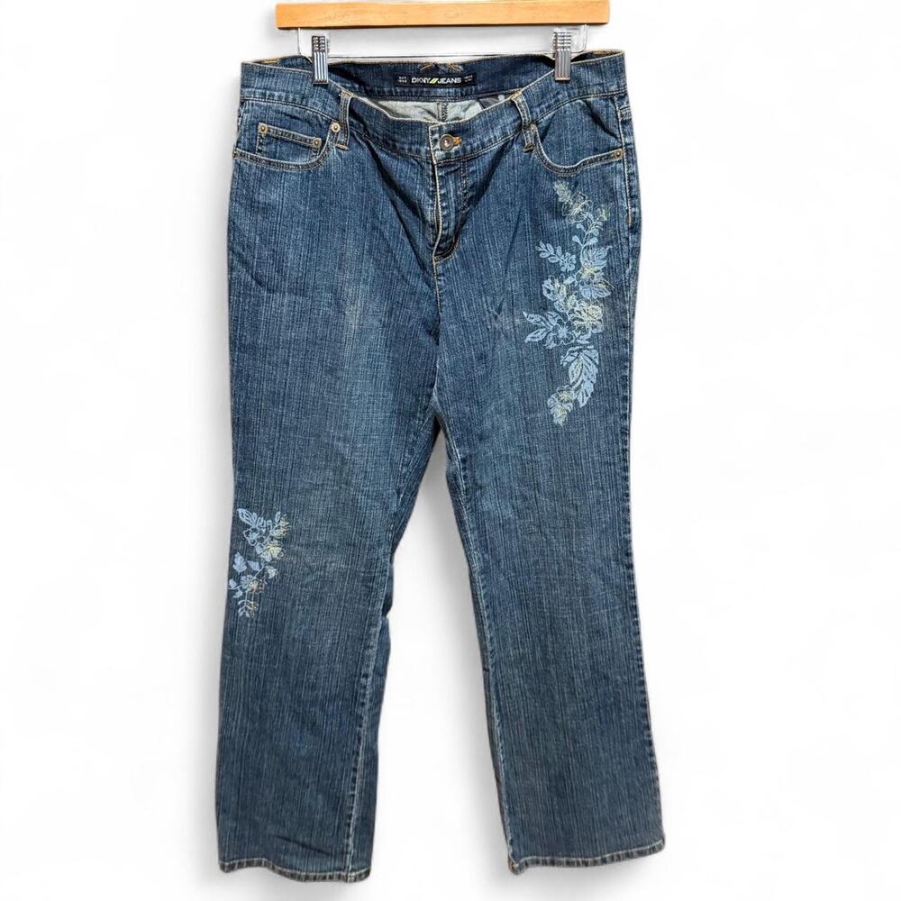Vintage Y2K DKNY Blue Painted Glitter Bootcut Jeans Denim Fairycore 14
